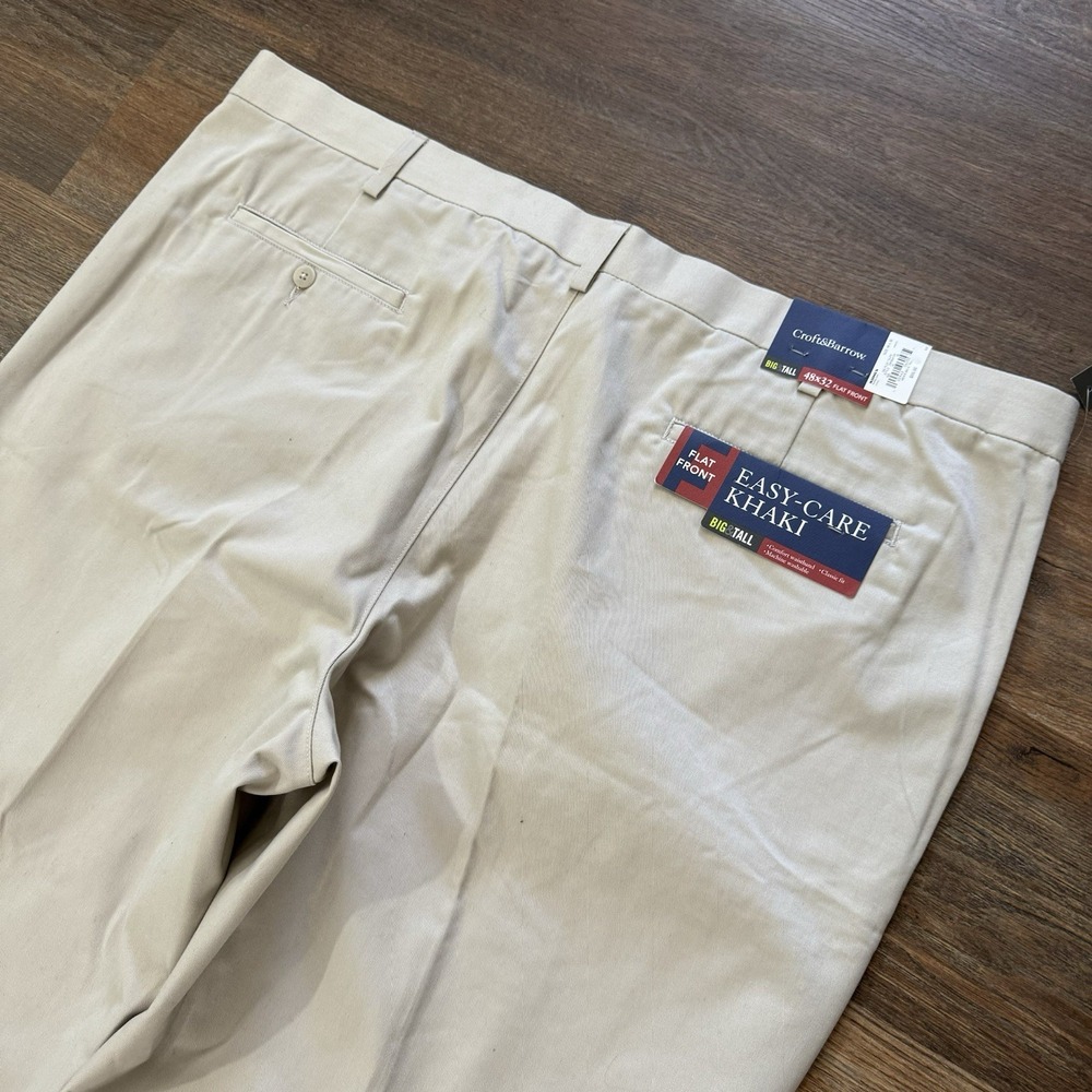 NWT Croft & Barrow Flat Front Easy Care Khaki Sz 48x32‎